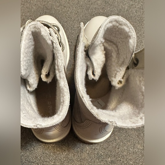 Timberland Women’s Teddy Fleece Fold-Down WP Ankle Boot #TB08331R Natural/ Grey - Picture 11 of 12